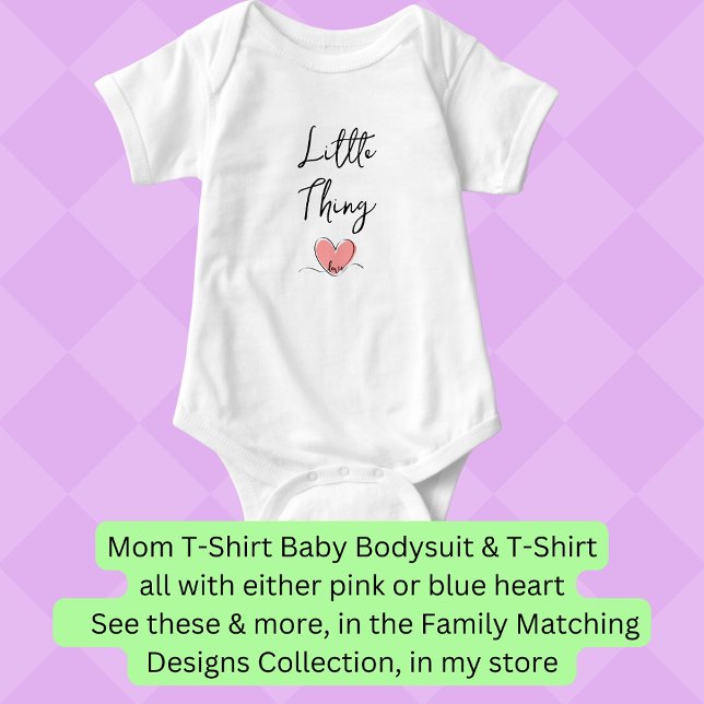 Body Para Bebê Pequena Coisa - Coração Rosa - Conjunto Mãe e Bebê (Criador carregado)