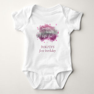 Body Para Bebê Pequena Estrela Brilhante Cinzas de Prata Rosa-R