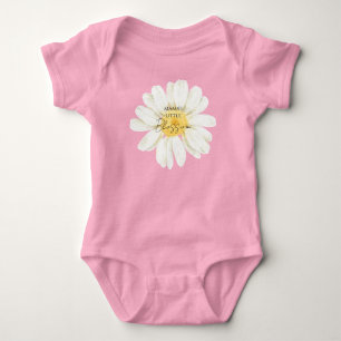 Body Para Bebê Pequena Flor de Mamãe Doce Margarida Rosa