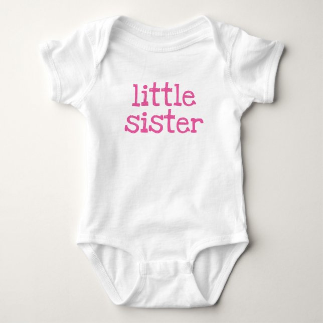 Body Para Bebê Pequena Irmã de Texto Rosa (Frente)