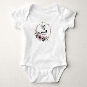 Body Para Bebê Pequena SENHORITA Calças SASSY - Margaridas Roxas