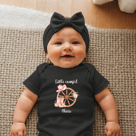 Body Para Bebê Pequena Vaqueira Botas Rosa Personalizado Recém-Na