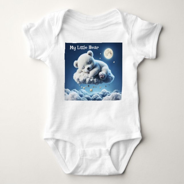 Body Para Bebê Pequenas nuvens estrelas ursinho fantasia lua arte (Frente)