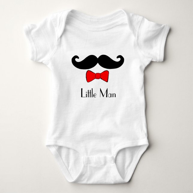 Body Para Bebê Pequeno bigode e Bowtie Engraçado (Frente)