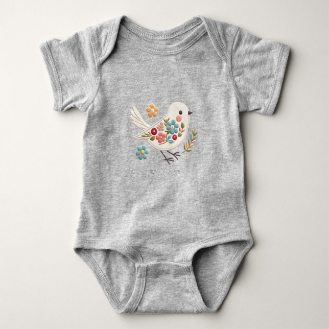 Body Para Bebê Pequeno Bird Floral Bebê Bebê (Frente)