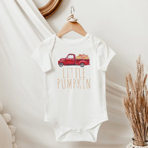 Body Para Bebê Pequeno Caminhão Vermelho Pumpkin Watercolor Aç