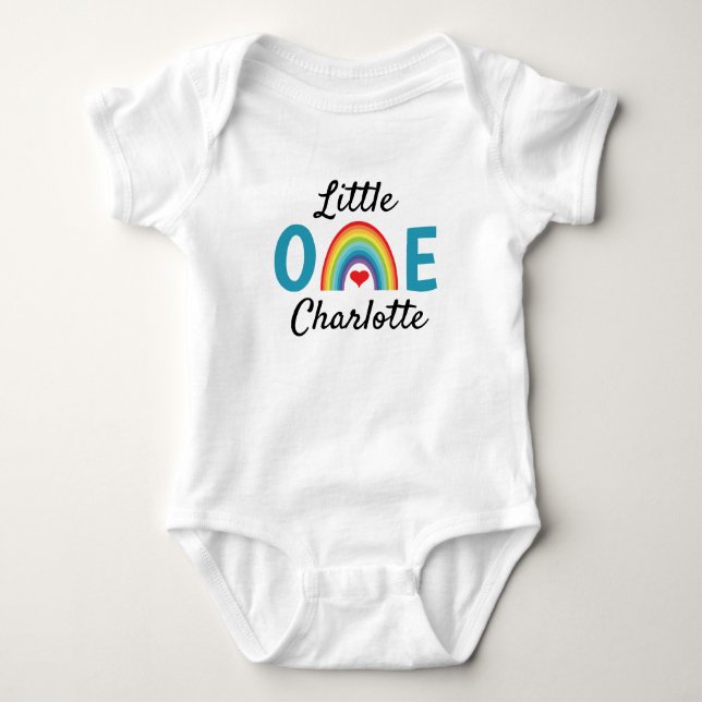 Body Para Bebê Pequeno com arco-íris e coração (Frente)