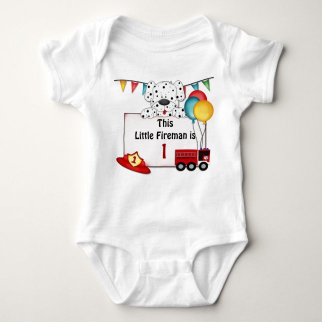 Body Para Bebê Pequeno Dalmation do Fireman - Personalizar (Frente)