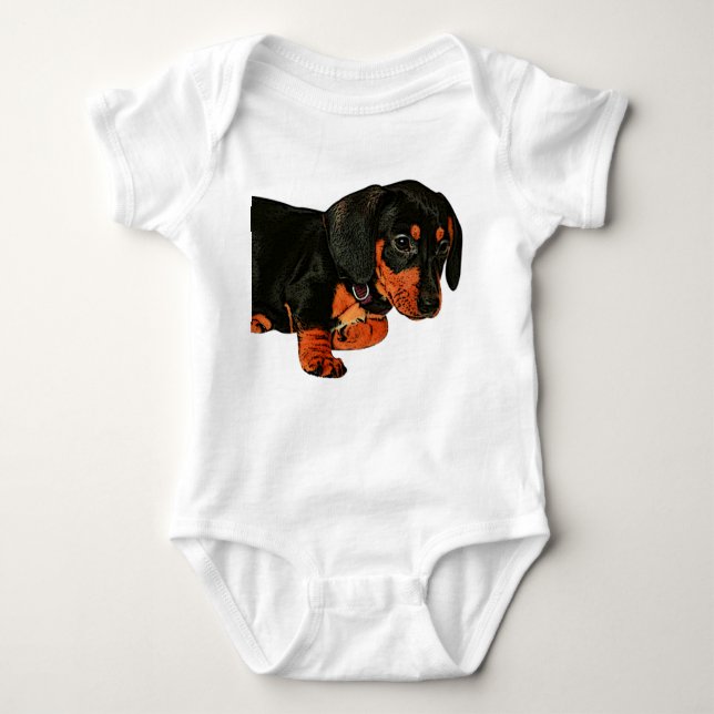 Body Para Bebê Pequeno Design de Dachshund (Frente)