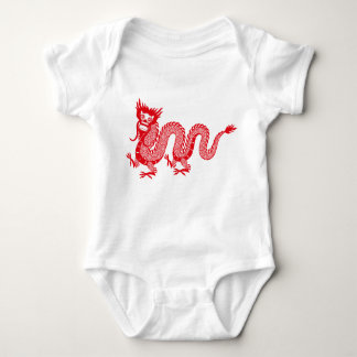 Body Para Bebê Pequeno Dragão - Design do Dragão Vermelho Chinês