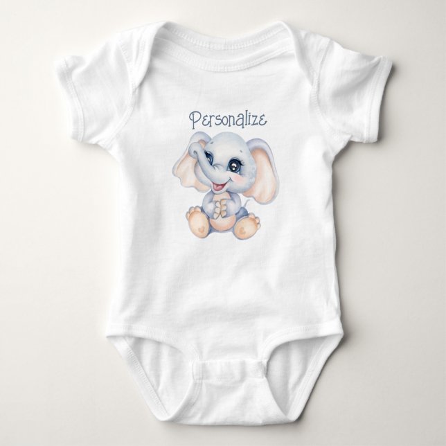 Body Para Bebê Pequeno Elefante Bonito Personaliza (Frente)