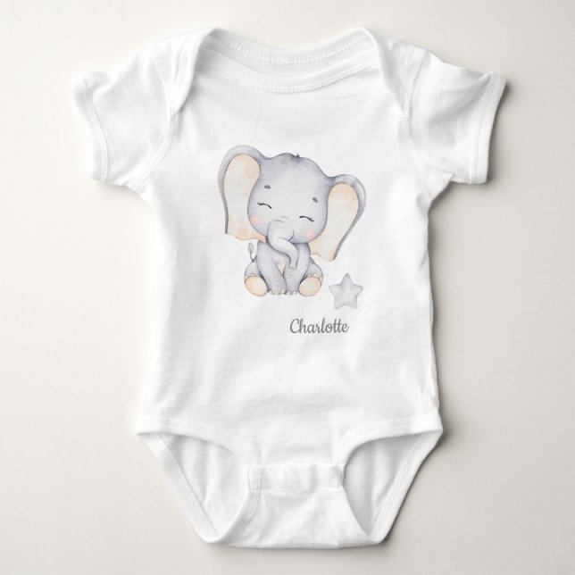 Body Para Bebê Pequeno Elefante e Flower Baby Bodyfato (Frente)