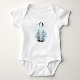 Body Para Bebê Pequeno Imperador Pinguim Aquarela