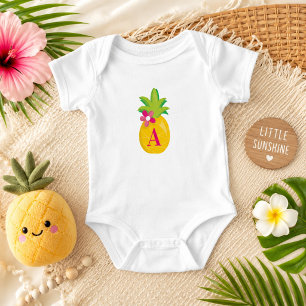 Body Para Bebê Pequeno Monograma de Abacaxi Sunshine