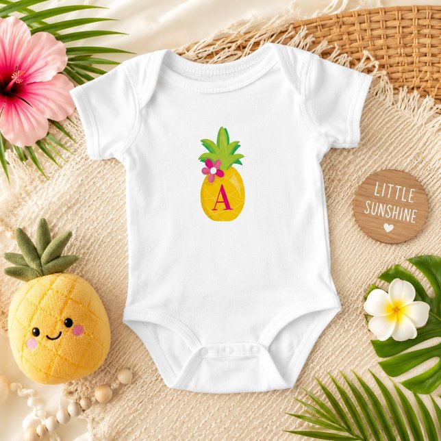 Body Para Bebê Pequeno Monograma de Abacaxi Sunshine  (Criador carregado)