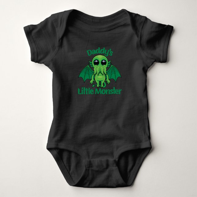 Body Para Bebê Pequeno Monstro e Cute Bebê Cthulhu (Frente)