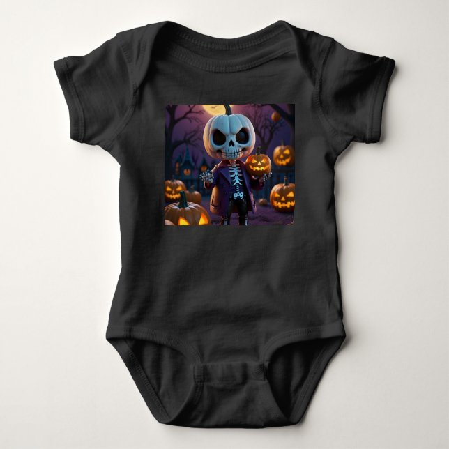 Body Para Bebê Pequeno Monstro Verde & Amigo Abóbora (Frente)
