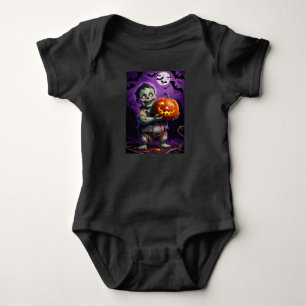 Body Para Bebê Pequeno Monstro Verde & Amigo Abóbora
