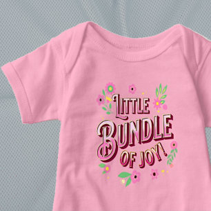 Body Para Bebê Pequeno pacote de alegria rosa com flores para moç
