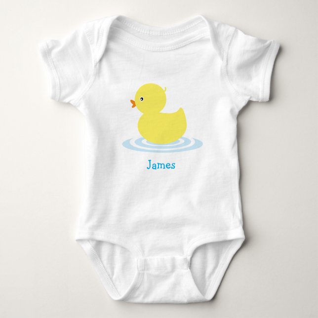 Body Para Bebê Pequeno Pato Amarelo Personalizado Fato De Bebê (Frente)