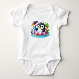 Body Para Bebê Pequeno pinguim bonito no verão