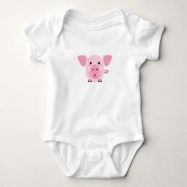 Body Para Bebê Pequeno porco rosa feliz e fofo