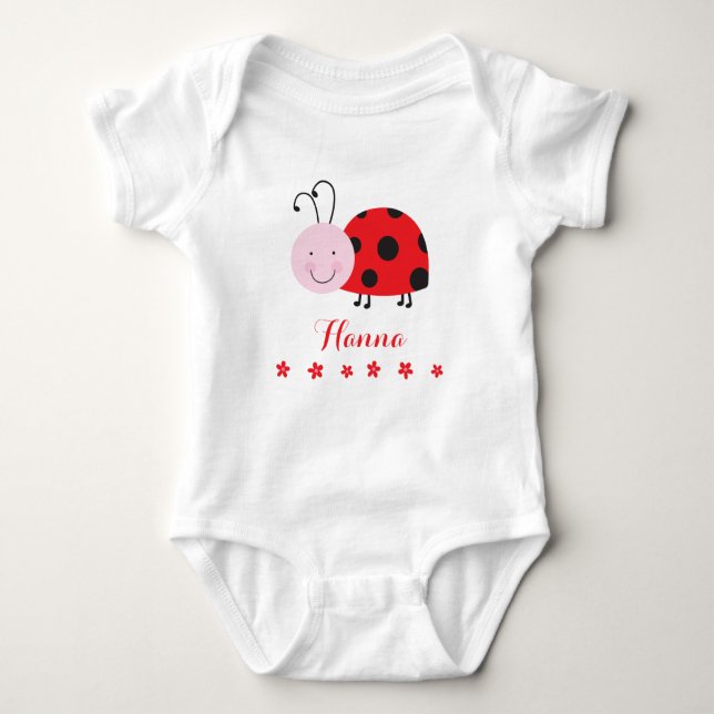 Body Para Bebê Pequeno Red Ladybug Personalizado Criança Creeper (Frente)