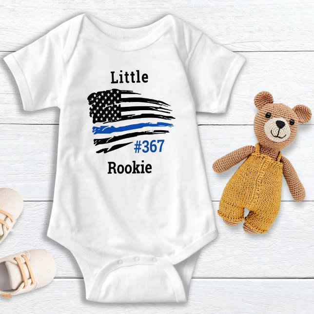 Body Para Bebê Pequeno Rookie Personalizado Policial Thin Blue Li (Criador carregado)