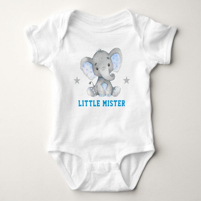 Body Para Bebê Pequeno Senhor Blue Boy Elephant (Frente)