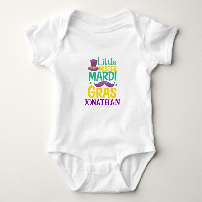 Body Para Bebê Pequeno Senhor Mardi Gras Personalizado (Frente)