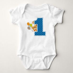 Body Para Bebê Pequeno Ursinho 1 Bolo de Aniversário Esmaga Uma F