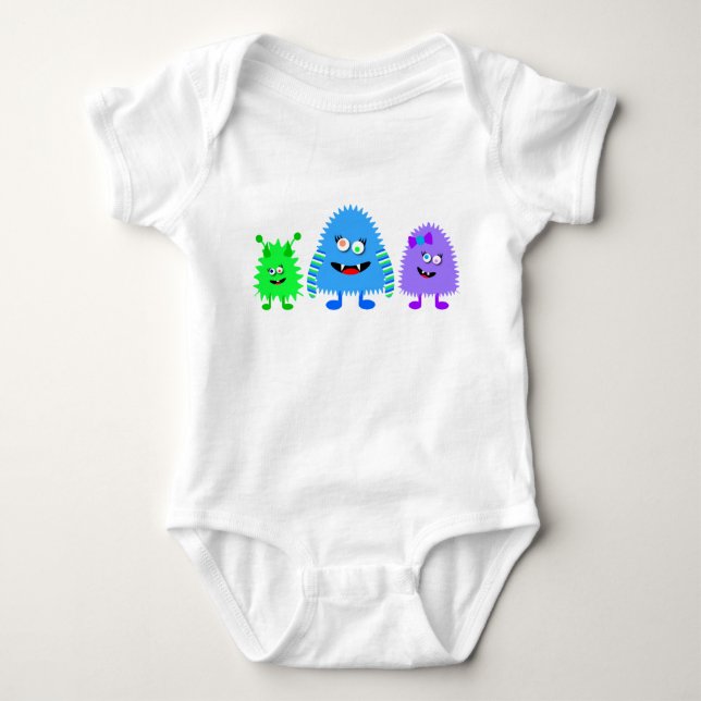 Body Para Bebê Pequenos Monstros Bonitos (Frente)