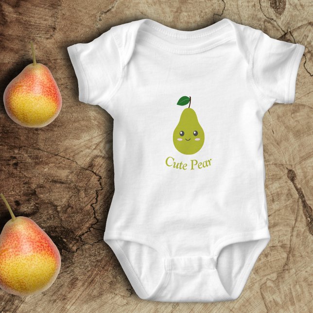 Body Para Bebê Pera branca (Cute Pear Baby Bodysuit)