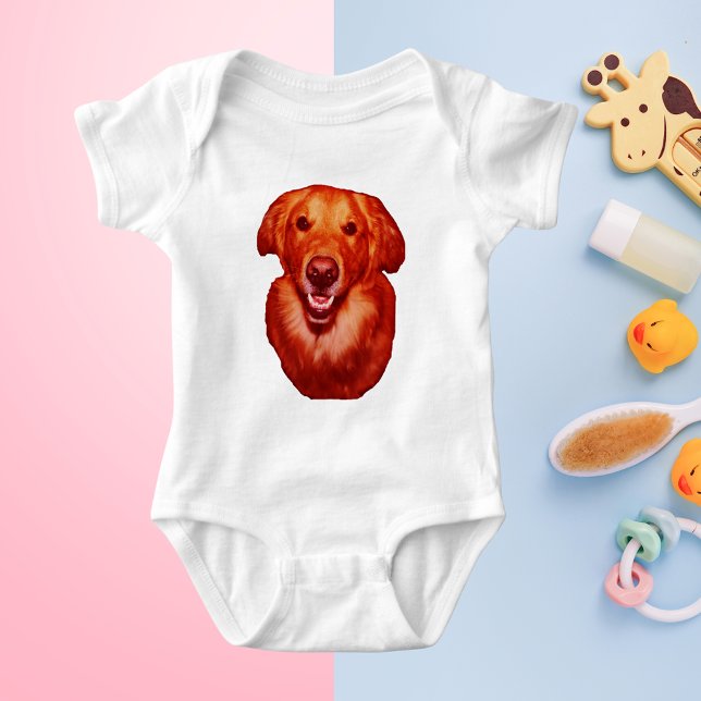 Body Para Bebê Perfil frontal do Ouro Vermelho (Red Golden Retriever Front Profile Baby Bodysuit)