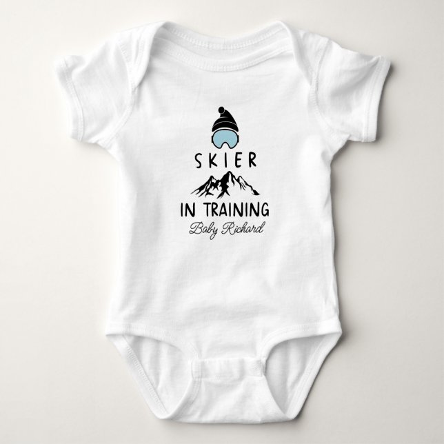 Body Para Bebê Personalised Name Skier in Training Ski (Frente)