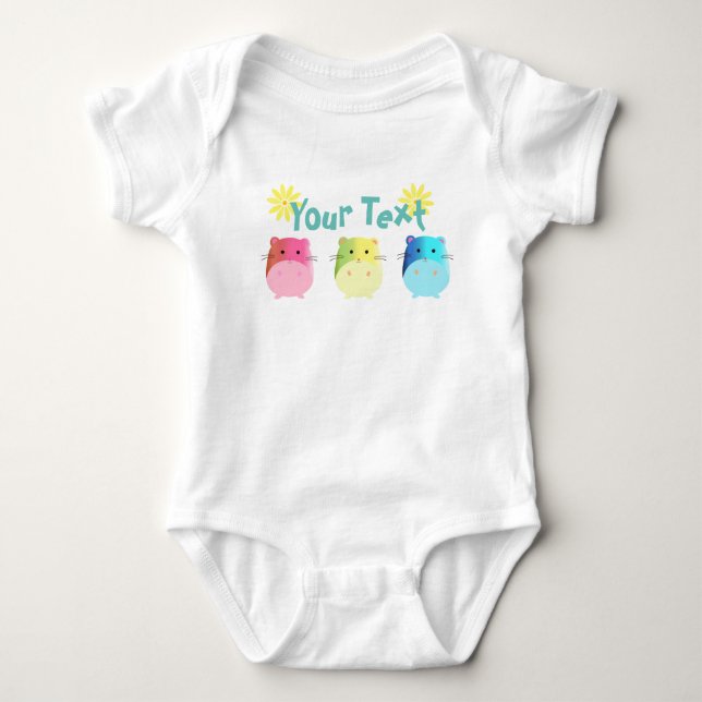 Body Para Bebê Personalização de Hamsters Kawaii Cute Triplo (Frente)