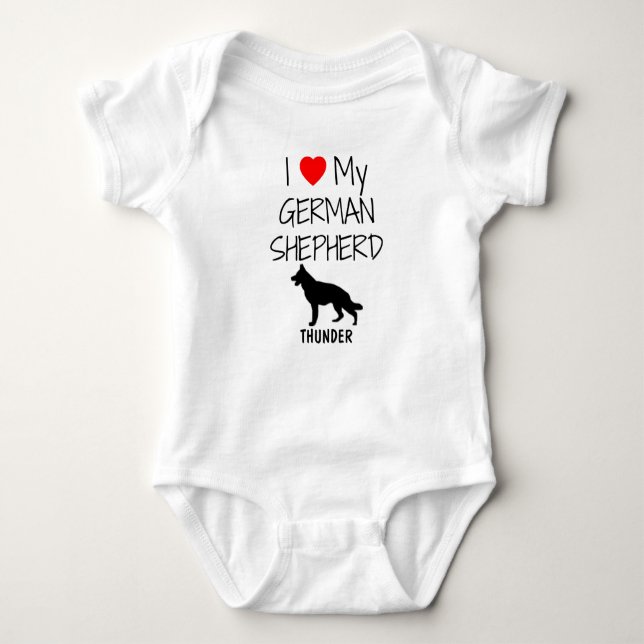 Body Para Bebê Personalizada Eu Amo Meu German shepherd (Frente)