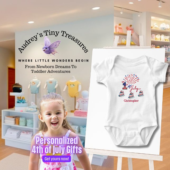 Body Para Bebê Personalizada minha 1rua 4 de julho, biquíni bebê (Criador carregado)