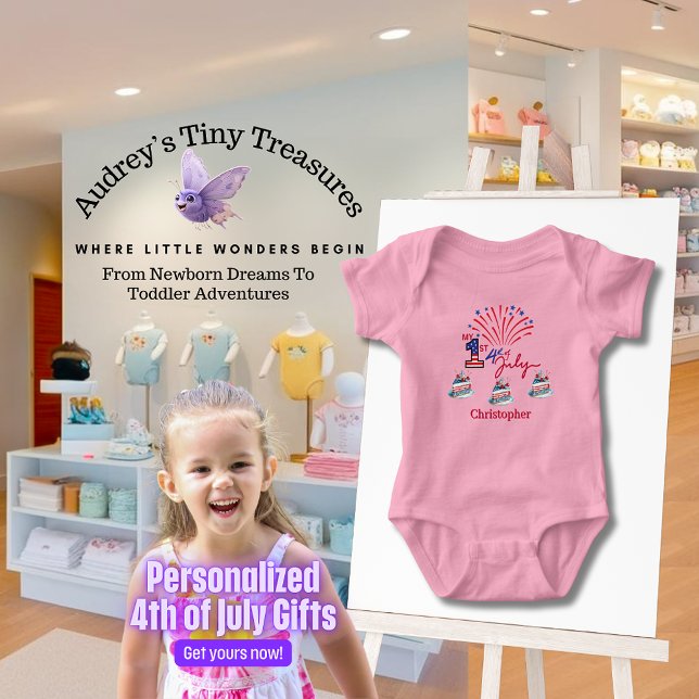 Body Para Bebê Personalizada minha 1rua 4 de julho, biquíni bebê (Criador carregado)