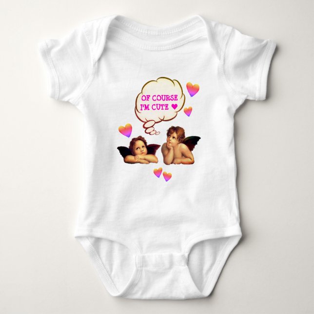 Body Para Bebê Personalizado, claro que sou um anjo de Cherub fof (Frente)