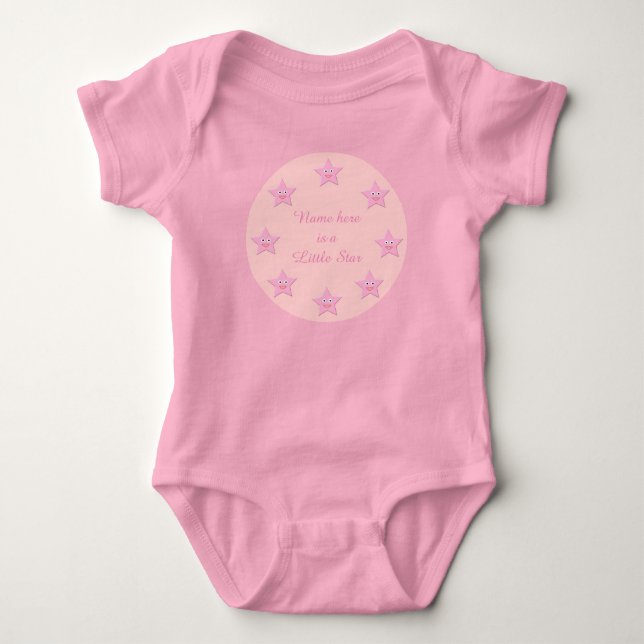 Body Para Bebê Personalizado de Estrela Rosa bonito (Frente)