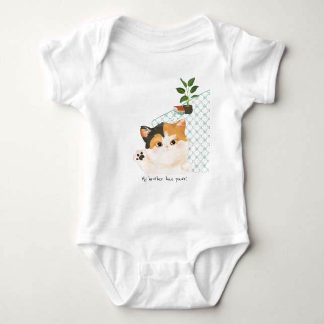 Body Para Bebê [Personalizado] Dia de um gato - Irmão/Irmã tem pa (Frente)