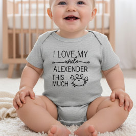 Body Para Bebê Personalizado Divertido Eu amo meu tio ( NOME )