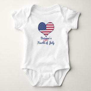 Body Para Bebê Personalizado do Primeiro Quarto de Julho do Bebê