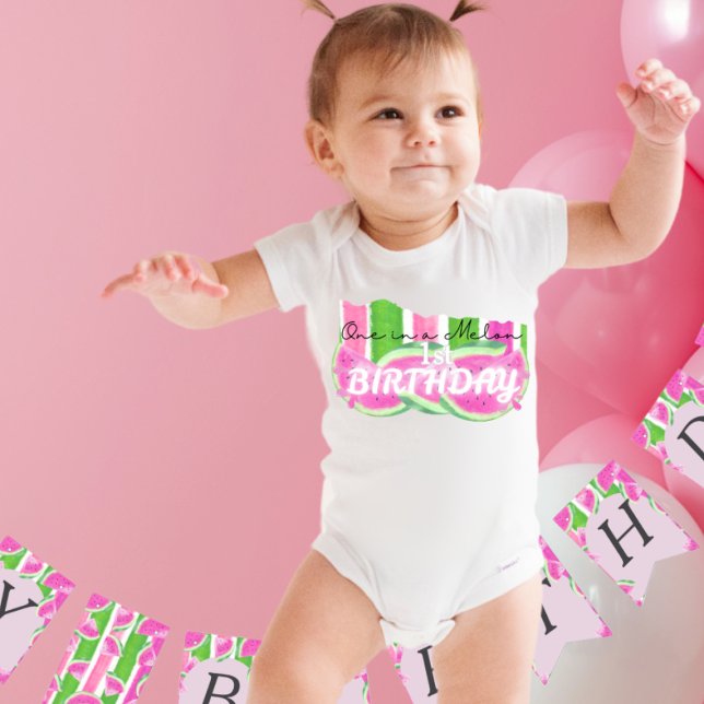 Body Para Bebê Personalizado em um aniversário de Melon em qualqu (Custom One in a Melon Birthday any age Baby Bodysuit)