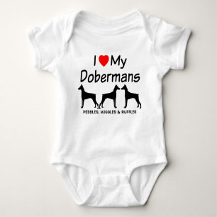 Body Para Bebê PERSONALIZADO Eu Amo Meus Três Cachorros Doberman 