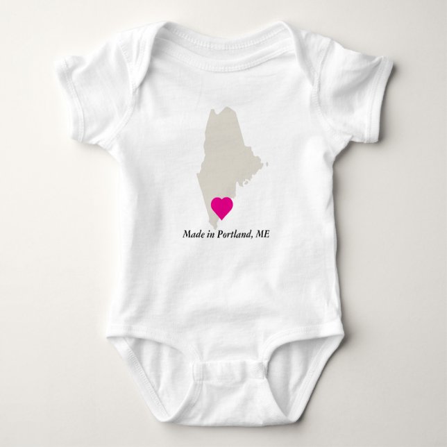 Body Para Bebê Personalizado Feito Em Maine State Love Tee (Frente)