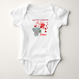 Body Para Bebê Personalizado Meu Primeiro Dia dos Namorados Elefa