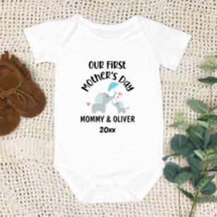Body Para Bebê Personalizado Nosso Primeiro Elefantes Do Dia de a