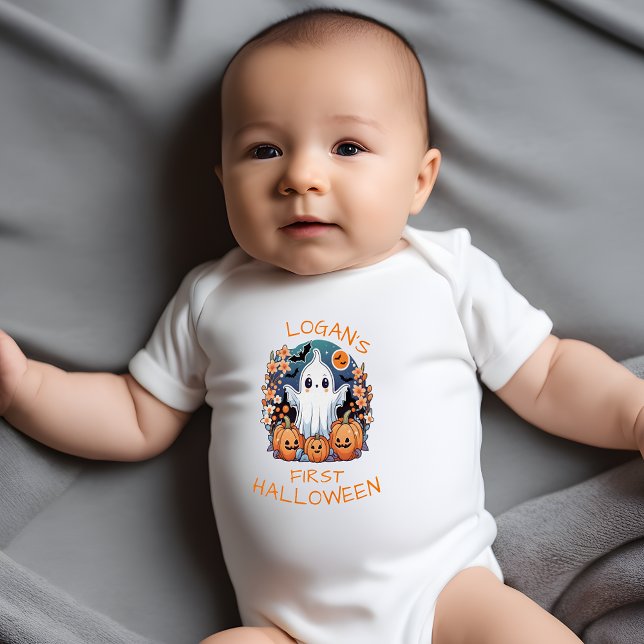 Body Para Bebê Personalizado o primeiro dia de bruxas do bebê (👻 Ghostly Delight: Baby's First Halloween Personalized Bodysuit! 🎃)